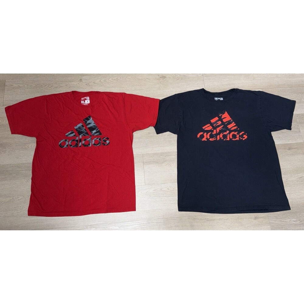Lot Of 2 Adidas T Shirts Mens XL Red Black The Go-To Tee Cotton Athletic Workout
